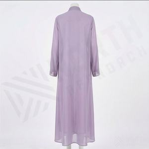 Ensemble Abaya Longue Élégante et Décontractée d'Été à Col Ouvert pour Événements Spéciaux, Robe Musulmane Modeste pour Femmes avec Perles - Product Image 2