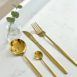 Wholesale Nordic Copper Tableware Set PVD Coating Stainless Steel Reusable Cutlery Minimalist Design <b>Flatware</b> for Boutique Hotel - Product Image 5