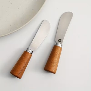 Premium <b>Wooden</b> Grip Sandwich Spreader Knife Smooth Edge Utensil for Toast Butter Honey Jam Bakery Cafe Restaurant Dining - Product Image 5