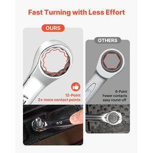 Set di chiavi a bussola a 12 punte SAE/metriche da 32 pezzi, chiavi combinate angolate a 15 gradi con estremità aperta, in rotolo - Product Image 3