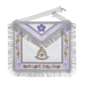 Delantal Étnico de Terciopelo Past Master Blue Lodge con Bordes Plateados y Flecos MAP-0126 - Product Image 1