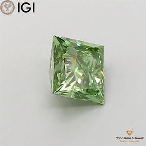 Diamant de laboratoire CVD de 1,00 carat avec certificat IGI, couleur vert vif fantaisie, clarté VS1, taille princesse, pour bague de créateur spéciale - Product Image 4