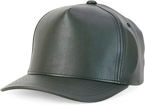 <b>Vintage</b> Style PU Leather Baseball <b>Cap</b> Structured Classic 5 Panel Leather Strapback Hat Custom Retro <b>Cap</b> - Product Image 5