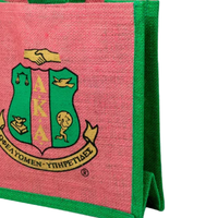Sac fourre-tout mini en PVC Green Shield Sorority avec poignées en bois naturel, fermeture éclair résistante à l'eau, réutilisable, pour cadeaux et courses