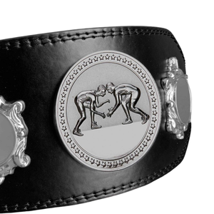 Cinturón de Campeonato de Lucha Libre Plateado con Diseño de Luchadores, Cinturón de Título Personalizable, Edición Premium de Colección - Product Image 3