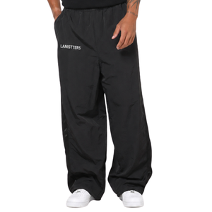 Customized <b>Men</b> Side Piping <b>Trousers</b> Loose Wide Leg <b>Drawstring</b> Waist Open Hem Streetwear Track Pants OEM Apparel Factory Supplier - Product Image 3