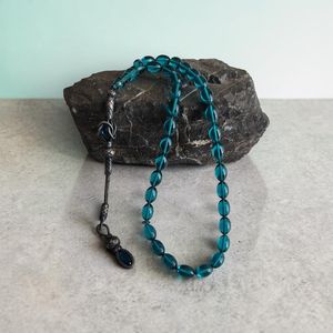 Tasbih de Resina Azul Océano, Cuentas de Oración Islámicas Hechas a Mano, Misbaha Ovalada, Elegante Regalo Musulmán, Cuentas de Oración Tasbih de Resina Azul Hechas a Mano - Product Image 6