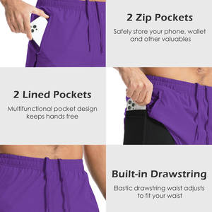 Shorts de jogging en coton personnalisés pour hommes, avec poches, impression de logo personnalisée, coupe ample, légers, décontractés, pour la plage. - Product Image 4