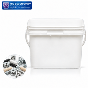 8L Square <b>Plastic</b> Pail <b>with</b> <b>Lid</b> and Handle for Furniture Fittings Connectors Fasteners Hardware Packaging Container - Product Image 1