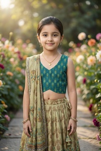 Ensemble Lehenga Choli imprimé pour filles Shoryam Fashion avec dupatta |   Tenue Traditionnelle Ethnique pour Enfants, Vêtements de Fête, Vêtements de Mariage, Rayon - Product Image 4