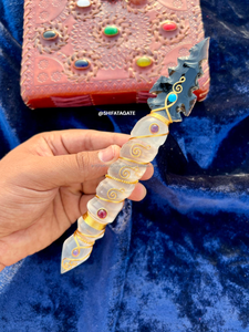 Varita de Punta de Flecha de Selenita, Obsidiana Negra Hecha a Mano, Alambre Envuelto, Cristal Curativo, Feng Shui, Energía de Limpieza Espiritual - Product Image 3