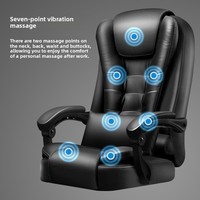 Fauteuil de direction ergonomique et confortable en cuir PU noir de luxe avec repose-pieds
