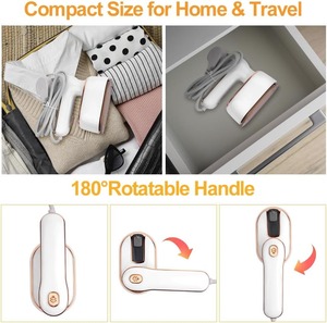 Plancha de Vapor Portátil Mini de 1000W, Vaporizador de Mano para Viaje, Blanco con Detalles en Oro Rosa, Calentamiento Rápido - Product Image 5