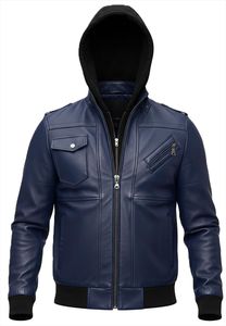 Blouson moto en cuir PU jaune pour homme, col montant, fermeture éclair, coupe ajustée, manches classiques, couleur unie, style automne - Product Image 5