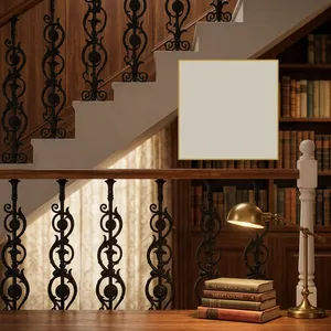 Decorative <b>Black</b> Wrought Iron Balusters with Ornate Scrollwork for Staircase <b>Handrails</b> and Balconie Railing - Product Image 1