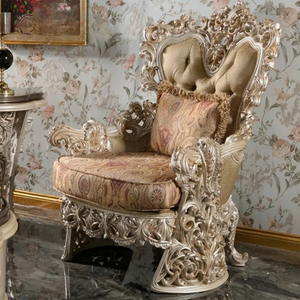 Ensemble de canapés de salon de villa en bois d'acajou massif de qualité supérieure, sculpté à la main, rembourré, meubles de luxe - Product Image 4