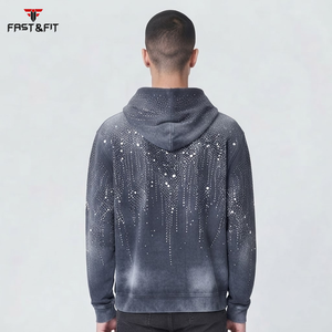 Nueva Llegada 2026 Sudadera con Capucha Térmica Personalizada con Pedrería para Hombre, Venta al por Mayor de Fábrica, Sudaderas con Capucha Térmicas Personalizadas con Pedrería para Hombre - Product Image 5