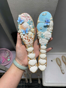 กระจกแต่งหน้าพกพาทำมือจากเปลือกหอยธรรมชาติ ดีไซน์สไตล์ชายหาด เหมาะสำหรับพกพาเดินทาง ของขวัญสุดพิเศษสำหรับร้านบูติก - Product Image 3