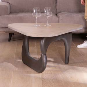 Vandana Golden Origin Coffee <b>table</b> in <b>solid</b> mango <b>wood</b> with a triangular <b>top</b>, Pop Vintage style - Product Image 4