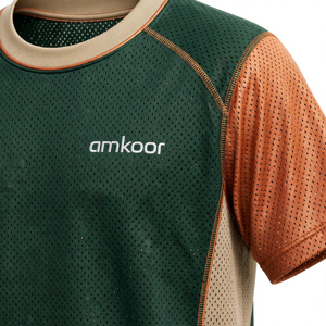 Maillot de football unisexe Amkoor vert et orange en polyester respirant imprimé par transfert thermique, uniforme adulte, détection par aiguille - Product Image 6