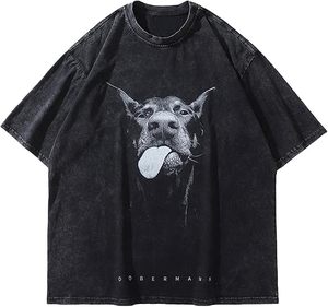 T-shirt en jean surdimensionné pour homme à imprimé araignée, manches courtes, col rond, style streetwear, en coton, avec motif graphique - Product Image 6
