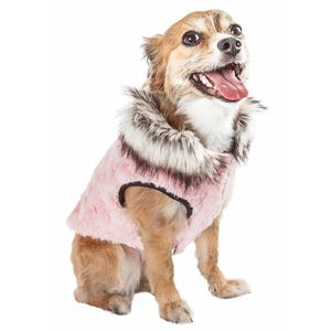 Charming <b>Designer</b> Mink Fur <b>Dog</b> Coat Jacket Luxe Pinkachew Pet <b>Clothes</b> - Product Image 2