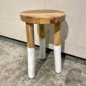 Modern <b>Wooden</b> <b>Stool</b> With White Painted Legs Scandinavian Design Home Furniture Round Seat Living Room Decor - Product Image 2