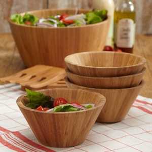 Ensemble de vaisselle en bois le plus vendu – Bols créatifs en bois d'acacia et de manguier pour riz, salades et soupes – Grands essentiels de cuisine sûrs - Product Image 2