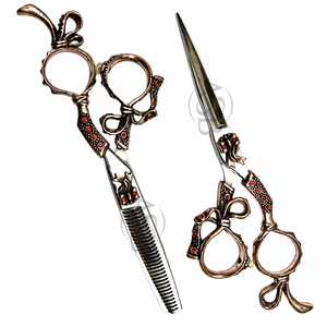 Ciseaux de barbier professionnels importés avec poignée fantaisie, logo personnalisé, lame en acier inoxydable de 6 pouces, ciseaux de coiffure pour salon - Product Image 4