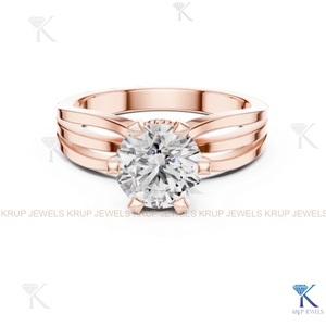 แหวนเพชรเม็ดเดี่ยวทรงกลม 6 กรงเล็บ แบบสั่งทำขายส่ง ตัวเรือนทองคำ - Product Image 4