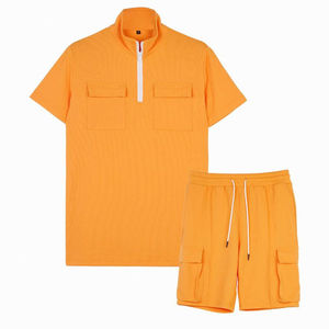 Summer 2-Piece Casual Men's Short <b>Set</b> Custom Logo Quick Dry 100% Cotton Beach Shirt & Shorts - Product Image 2