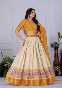 Lehenga Choli de Diseñador para Mujer, con Forro de Jari y Estampado, con Blusa Sin Coser - Product Image 6