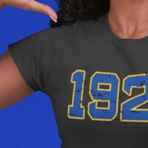 Camiseta Personalizada de Algodón con Letras Desgastadas de Sigma Gamma Rho 1922 para Mujer, Diseño Gráfico de Hermandad Griega, Cuello Redondo, Estilo Vintage, Informal - Product Image 4