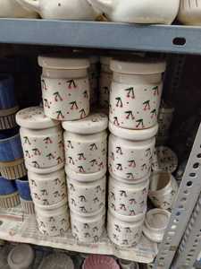 <b>Ceramic</b> Jar With <b>Lid</b> Cherry Pattern Vintage Style Durable Storage Container - Product Image 2
