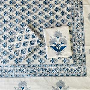 Juego de Sábanas con Estampado Artesanal Sanganeri de la India, Sábanas con Funda de Almohada - Product Image 4