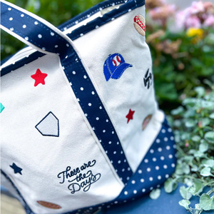 Bolso tote de playa con estampado de guinga, venta al por mayor, regalo para damas de honor, bolso de hombro, bolso tote de lona bordado estilo Ballpark - Product Image 5
