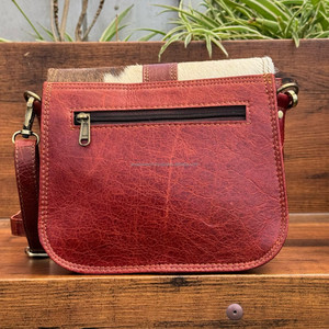 Bolso cruzado de cuero reciclado de piel de vaca clásico de moda Vintage personalizado para mujer bolsos de hombro de cuero de colores personalizados - Product Image 5