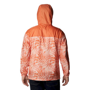 Wholesale <b>Men's</b> Orange Tropical Print Hooded Soft Shell <b>Jacket</b> Zip Front Water Resistant Summer Outdoor Wear - Product Image 5
