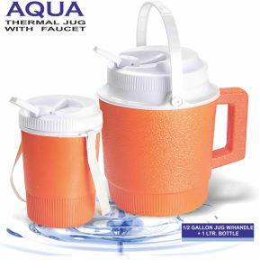 Plastic Insulated Ware Jugs Smart Cool ( Aqua ) Water Jug 2 Pcs Set ( Aqua 1000ml.+ Aqua 1/2 Gallon with Handle Deluxe ) - Product Image 4