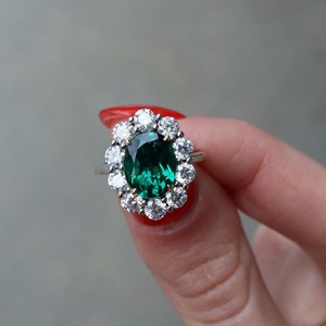 2.50CT Green Oval Cut Lab Grown Diamond Ring Oval Cut Halo Ring Unique Design Wedding Ring Classic Look Anniversery Gift - Product Image 2