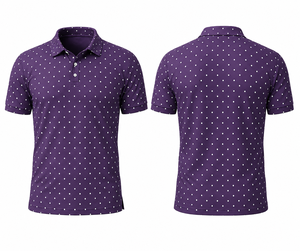 เสื้อโปโลผู้ชายสีขาวลายจุด แขนสั้น สไตล์ลำลอง ผ้าถัก ทรงปกติ พิมพ์ลาย - Product Image 3