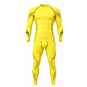 Ensemble de survêtement de compression pour hommes, séchage rapide, anti-humidité, haut à manches longues et leggings pour fitness, course à pied, entraînement - Product Image 1