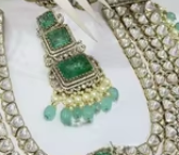 Stunning High Quality Gold Plated Statement Moissanite <b>Long</b> <b>Necklace</b> and Earrings Set for Indian Wedding and Party Wear Women - Product Image 2