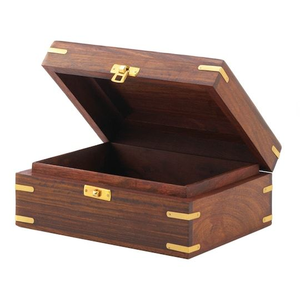 Wooden Jewelry <b>Storage</b> <b>Box</b> Hinged <b>Lid</b> Natural Craft Gifts Decorative Stash <b>Box</b> by blossom craft india - Product Image 4
