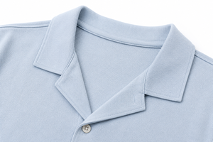 Men's Light Blue <b>Half</b> Sleeve 100% Cotton Pique for <b>Shirt</b> Solid Color Formal <b>Button</b> Down Regular Fit Knitted Fabric Quick Dry - Product Image 5