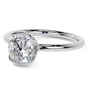 <b>Cushion</b> Cut 1.25 Carat Moissanite Engagement Ring Half Bezel Set Solitaire Promise Ring 10K White Gold Ring <b>For</b> Her - Product Image 3