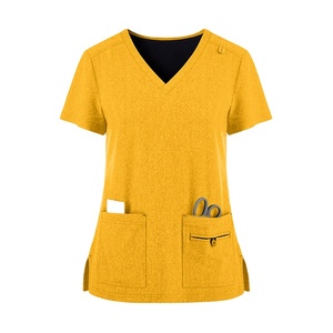 Wholesale Custom Made OEM Women's Medical <b>Scrub</b> <b>Tops</b> Breathable Lightweight Soft Seamless Fusing Customized Design <b>Scrub</b> <b>Tops</b> - Product Image 1