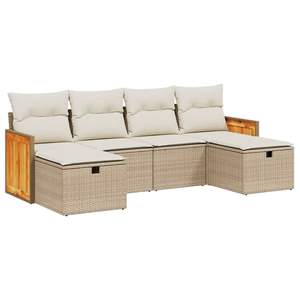 Conjunto de Sofás Modulares de Ratán Sintético PE Beige para Jardín, Conjunto de Sofás Modulares de Ratán Sintético PE para Exteriores - Product Image 2