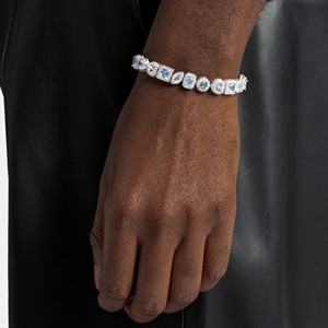 Bracelet classique en rhodium plaqué avec pierres de topaze taille émeraude, bijoux à maillons pour femmes, style mariage - Product Image 2