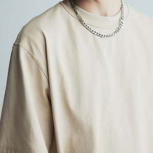 T-shirt unisexe beige à col rond surdimensionné en mélange de coton, coupe décontractée et ample - Product Image 3